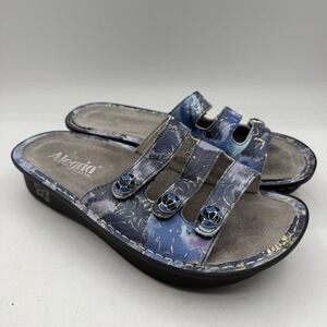 Alegria Fiona Sandals Womens EU 37 US 7-7.5‎ Blue Purple Floral Slides FIO-243
